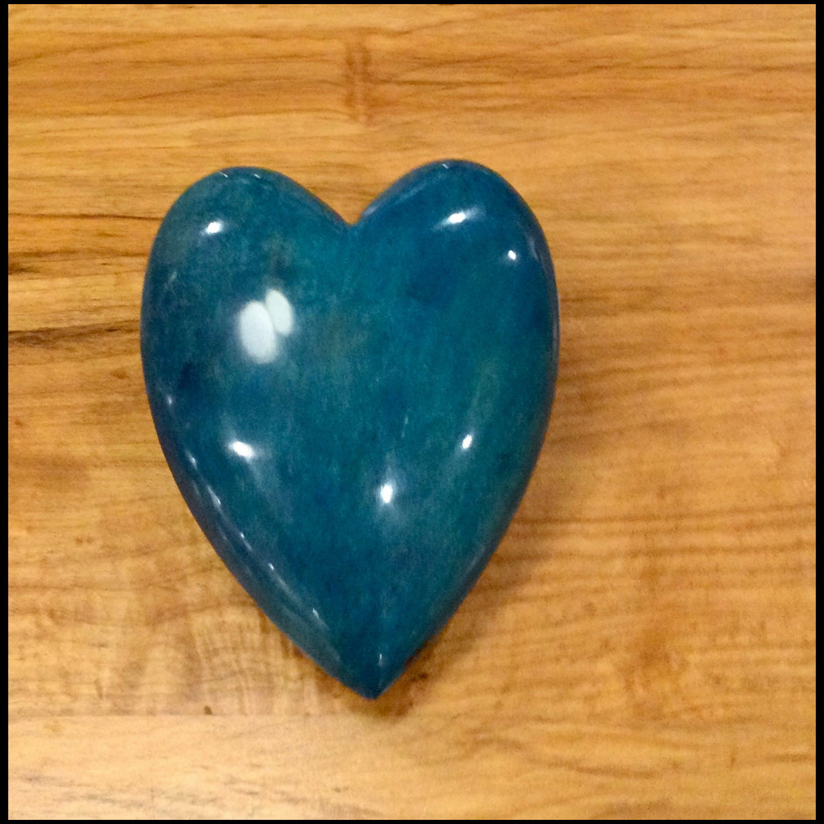 Emerald Blue Figured Maple Wood Heart