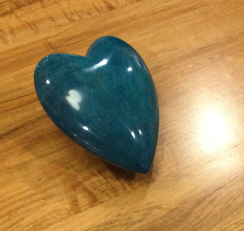 Emerald Blue Figured Maple Wood Heart