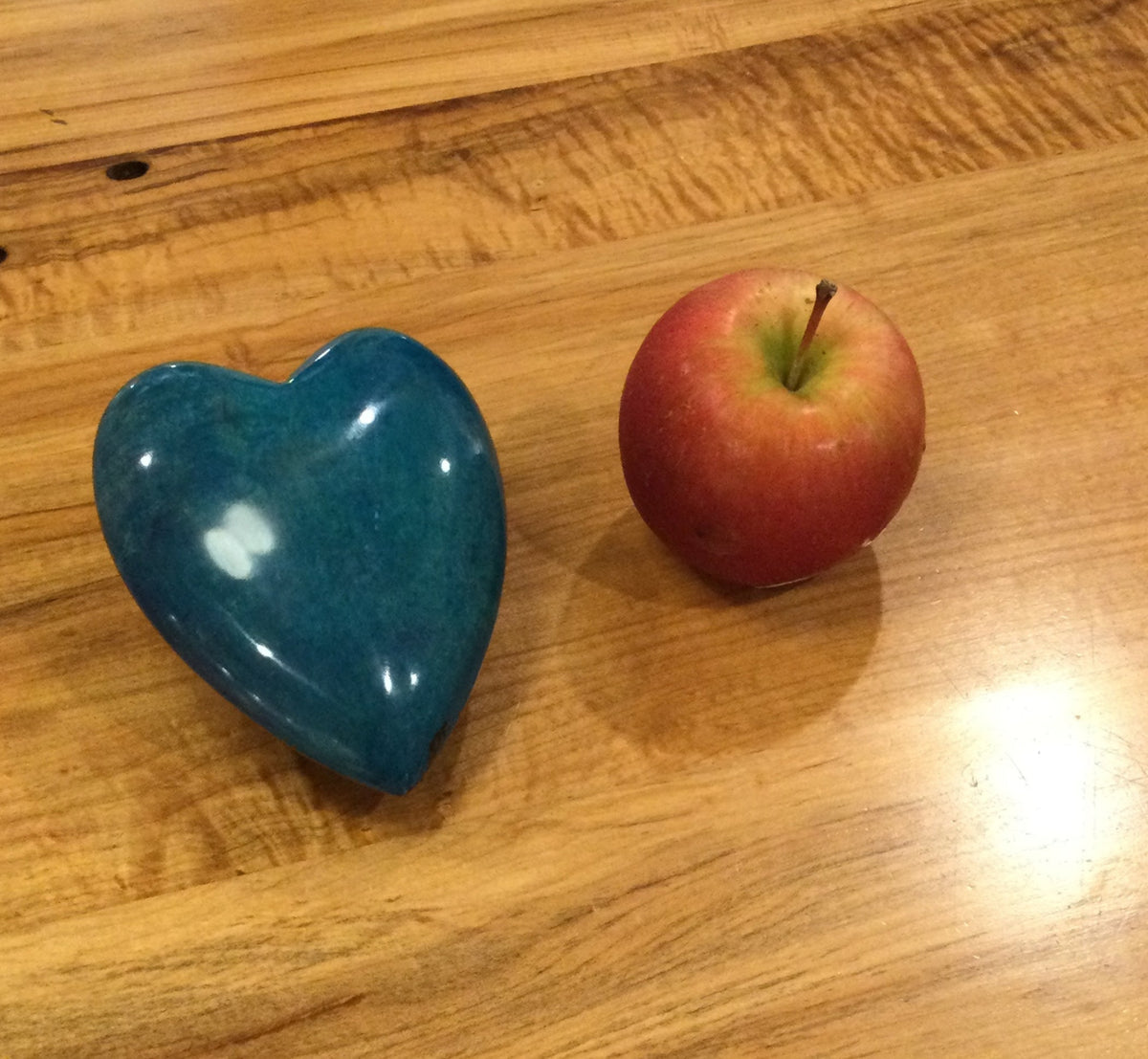 Emerald Blue Figured Maple Wood Heart