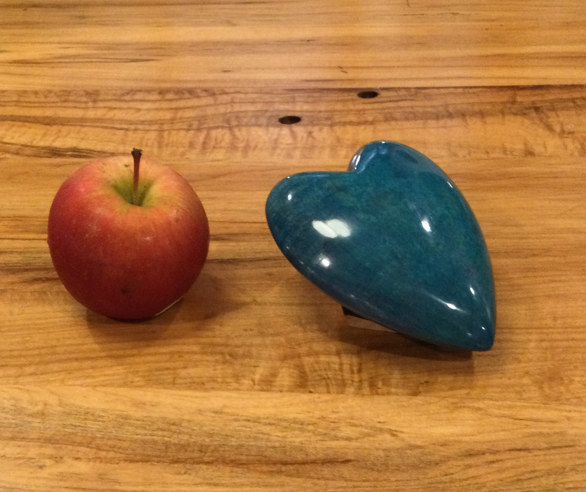 Emerald Blue Figured Maple Wood Heart