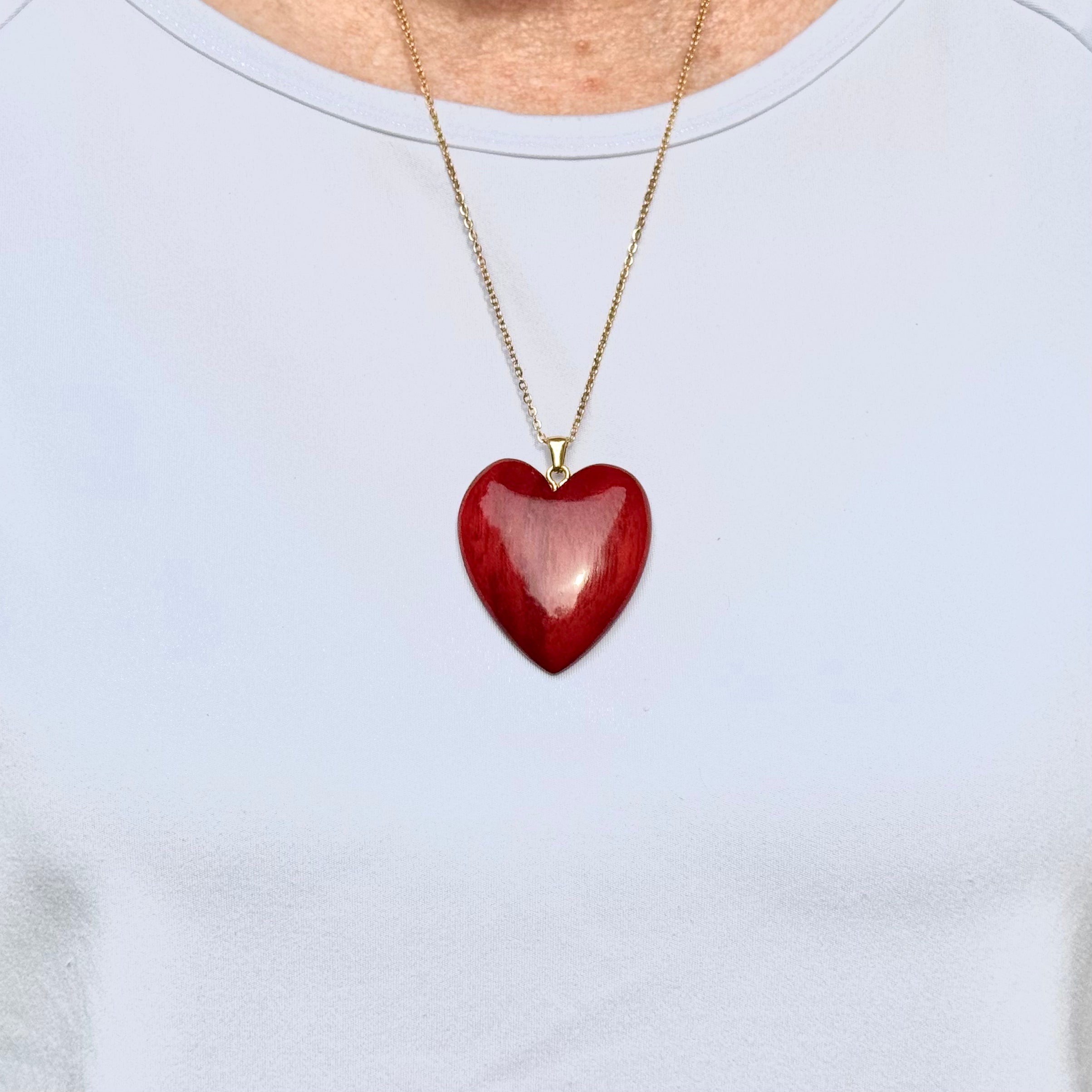 Wood Heart Necklace (larger)